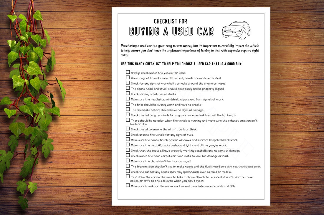 Used Car Shopping Checklist